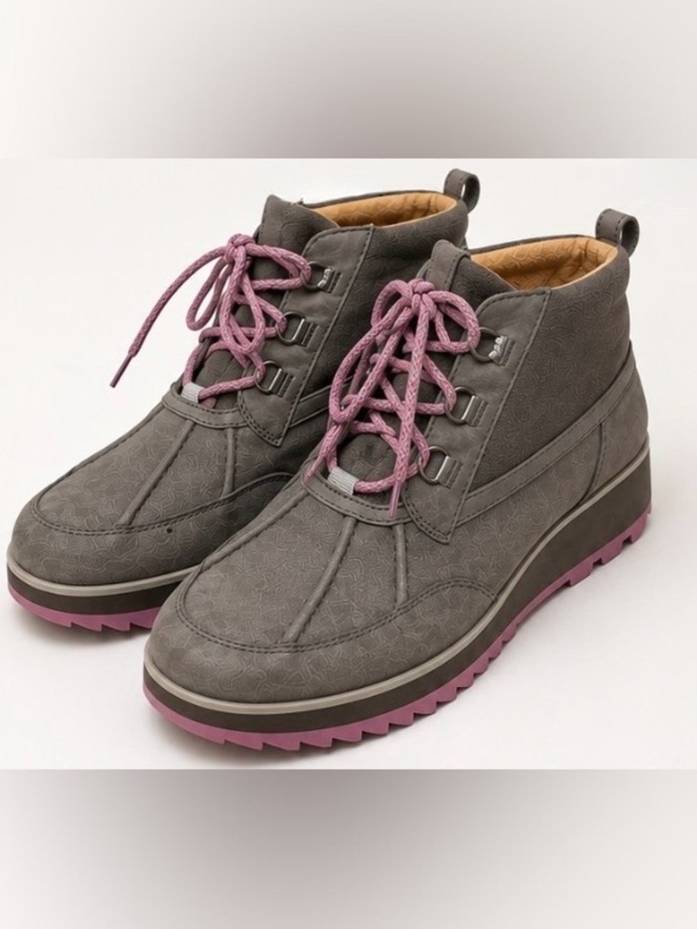 Vionic Nolan Orthotic Waterproof Leather Hiking Boots Women’s 9.5 Grey